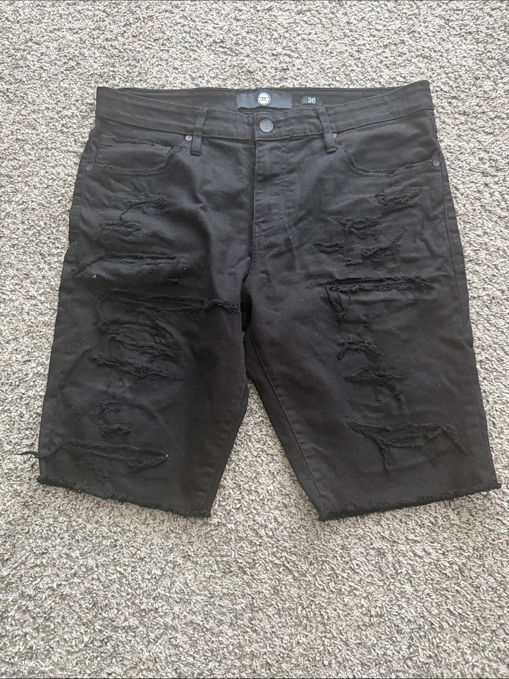 Jordan Craig Black Distressed Men's Denim Shorts